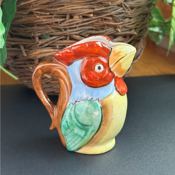 VTG Tropical Toucan Bird 3.5” Mini Pitcher Creamer Hand Painted Ceramic - Picture 2 of 5